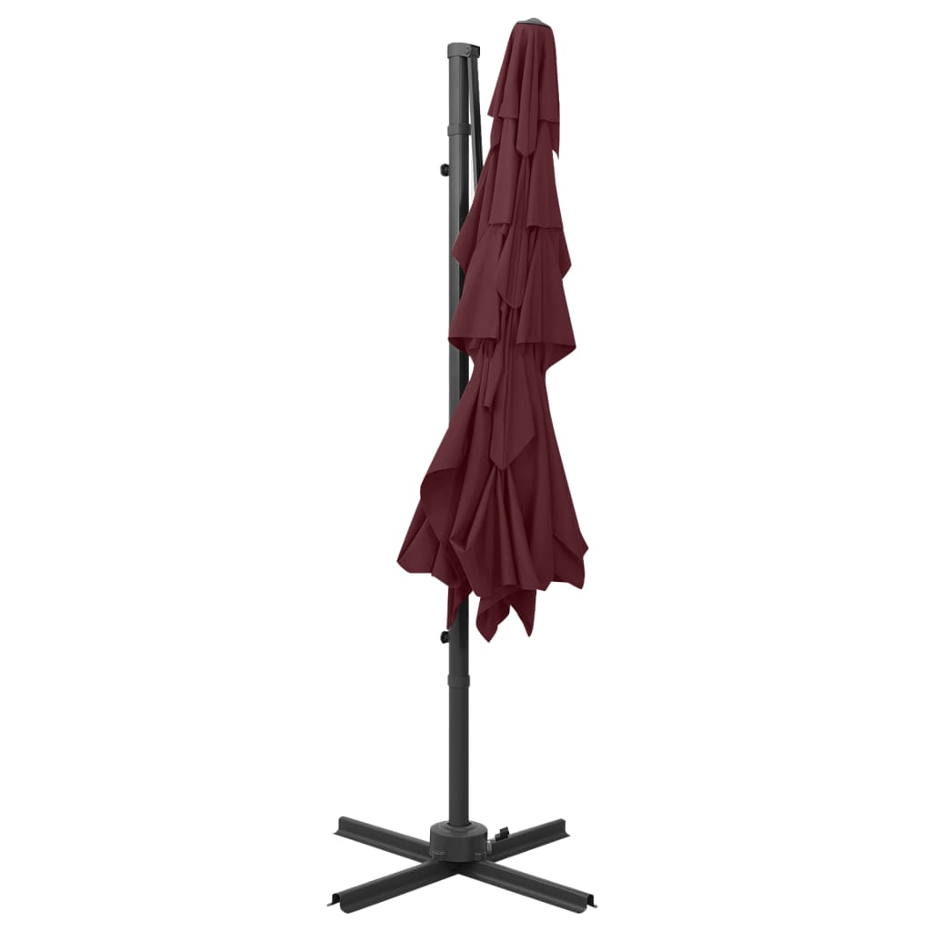 Parasol 4-Laags Met Aluminium Paal 250X250 Cm Bordeauxrood