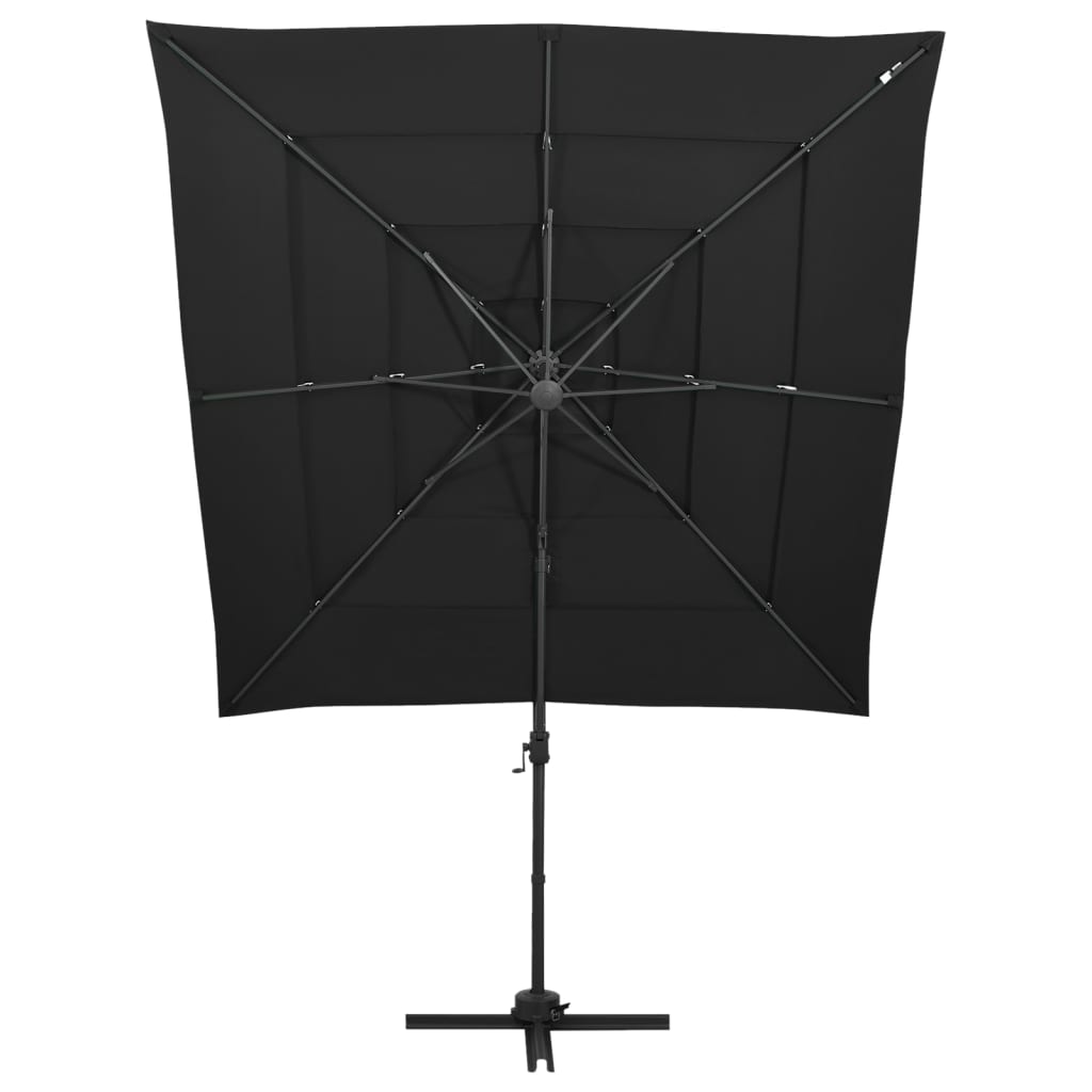 Parasol 4-Laags Met Aluminium Paal 250X250 Cm Zwart