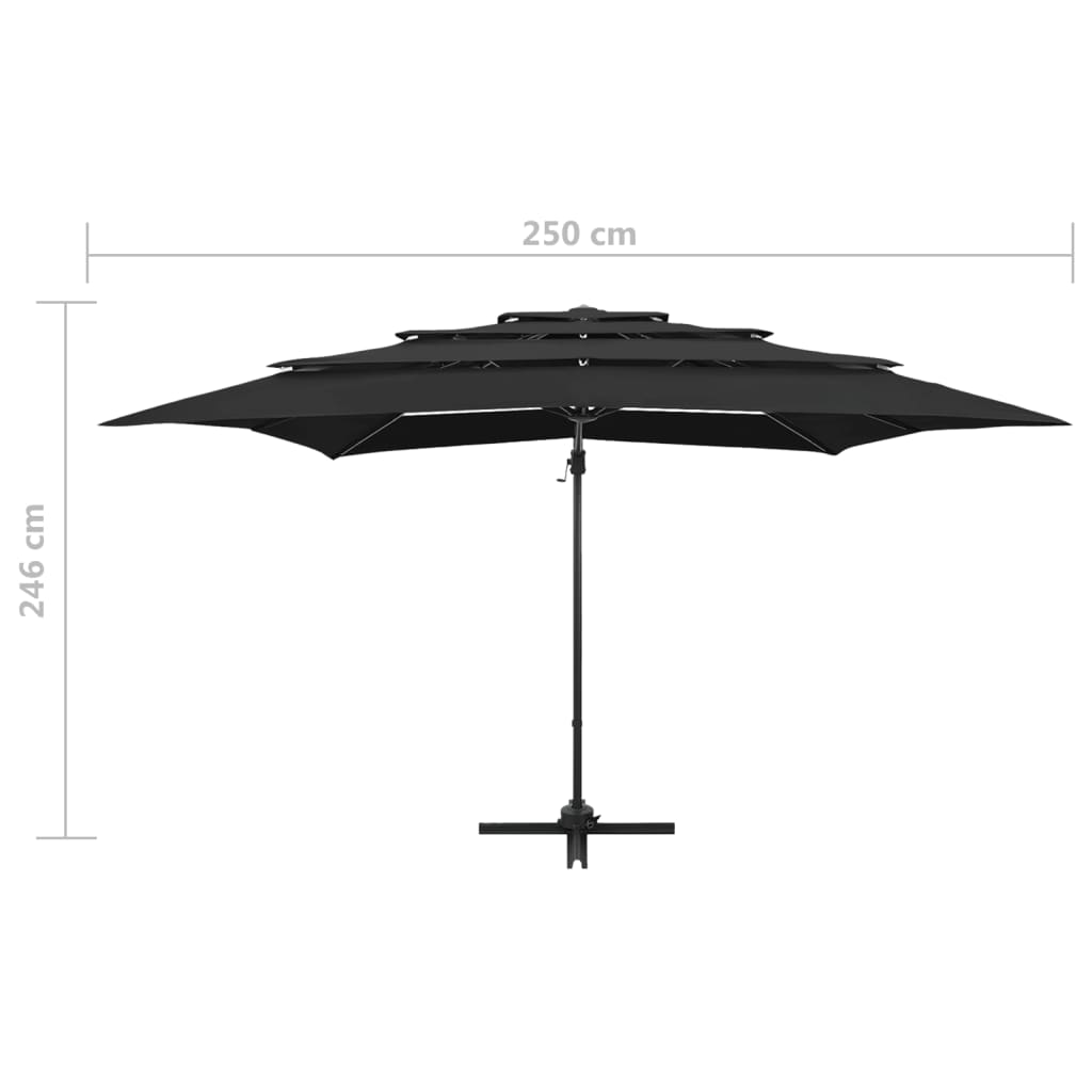 Parasol 4-Laags Met Aluminium Paal 250X250 Cm Zwart