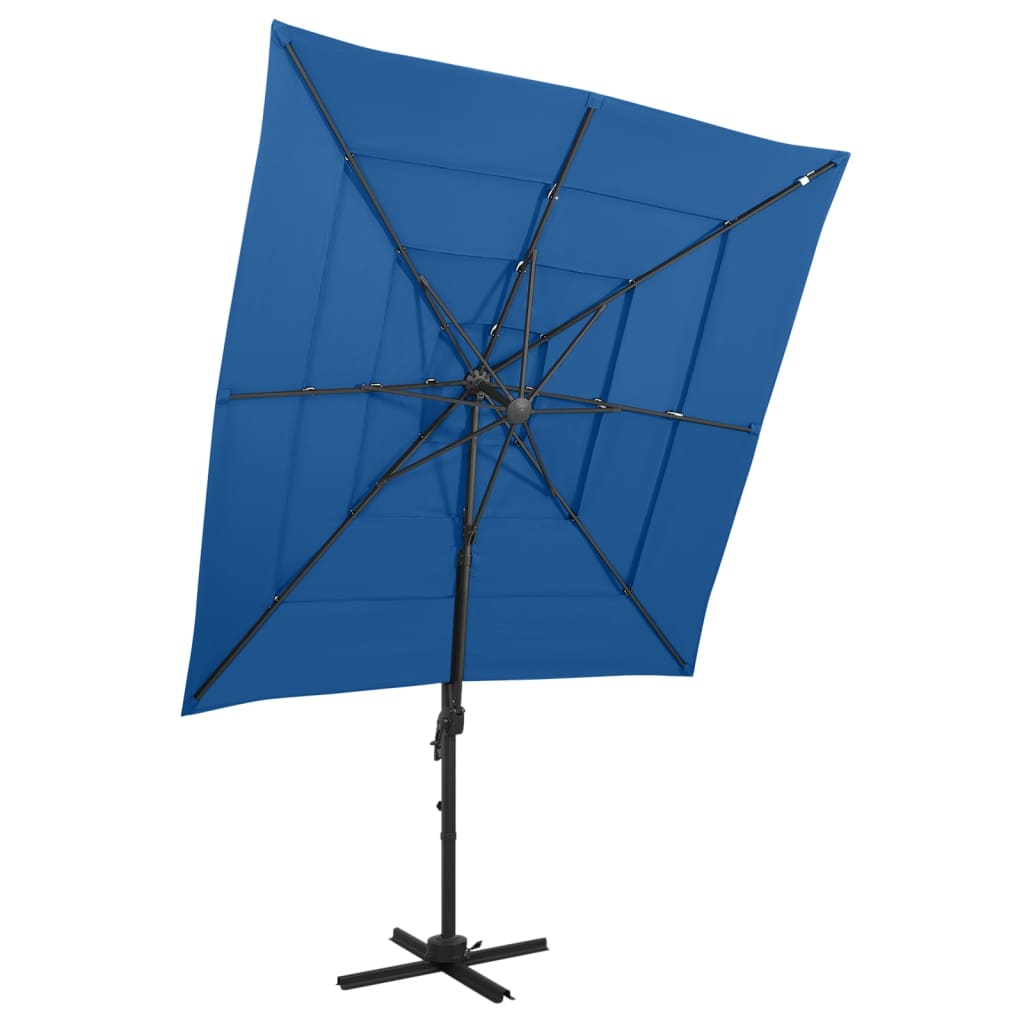 Parasol 4-Laags Met Aluminium Paal 250X250 Cm Azuurblauw azure blue