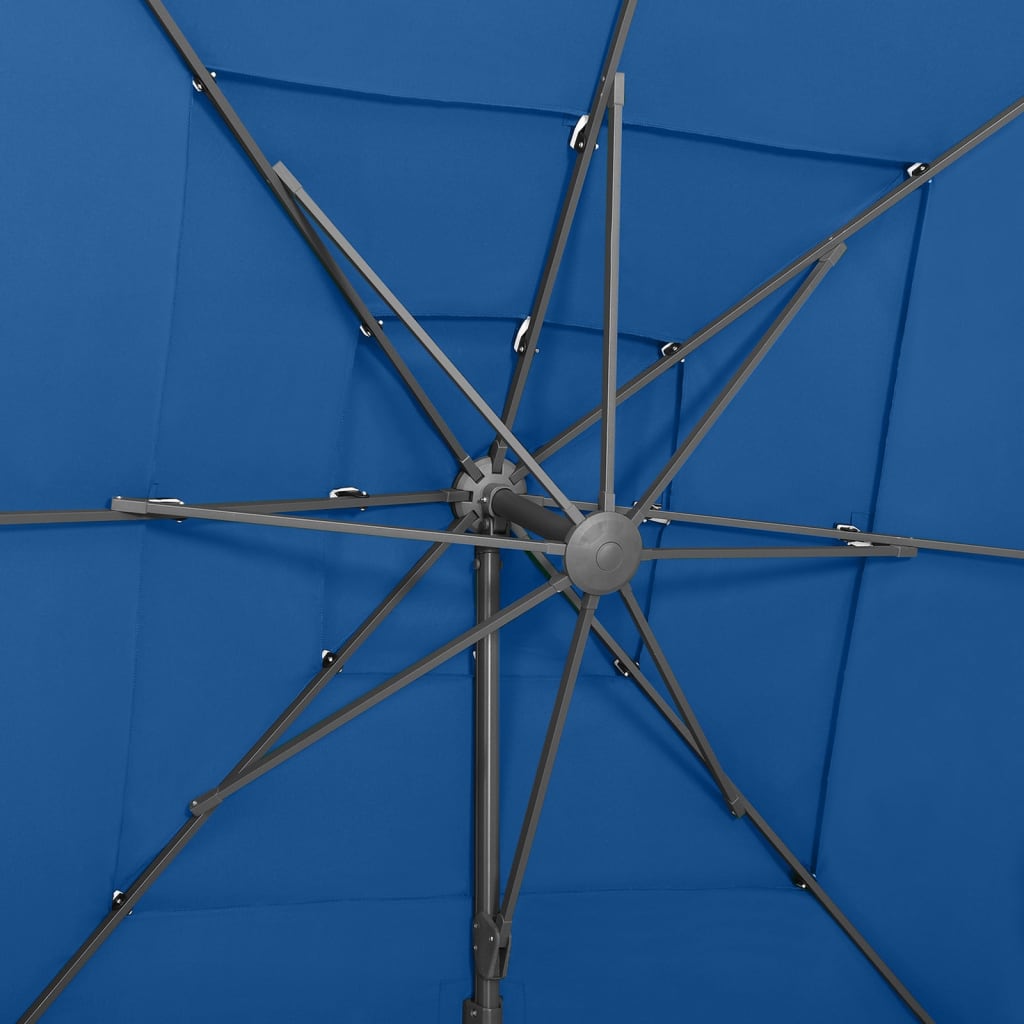 Parasol 4-Laags Met Aluminium Paal 250X250 Cm Azuurblauw azure blue