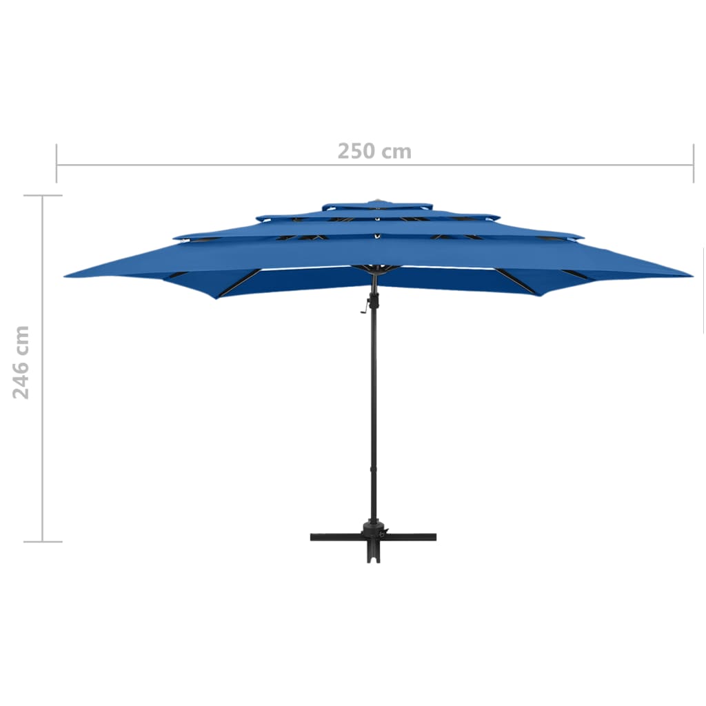 Parasol 4-Laags Met Aluminium Paal 250X250 Cm Azuurblauw azure blue