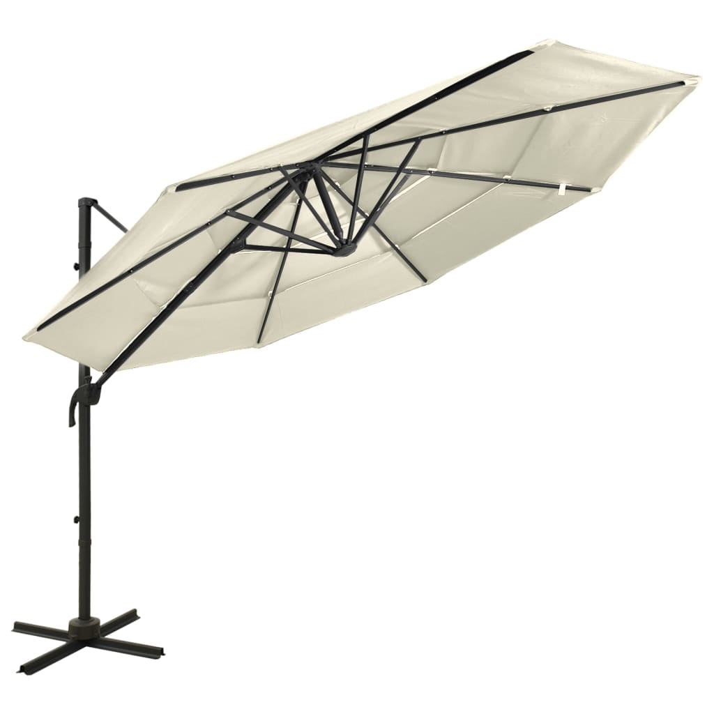 Parasol 4-Laags Met Aluminium Paal 3X3 M Zandkleurig