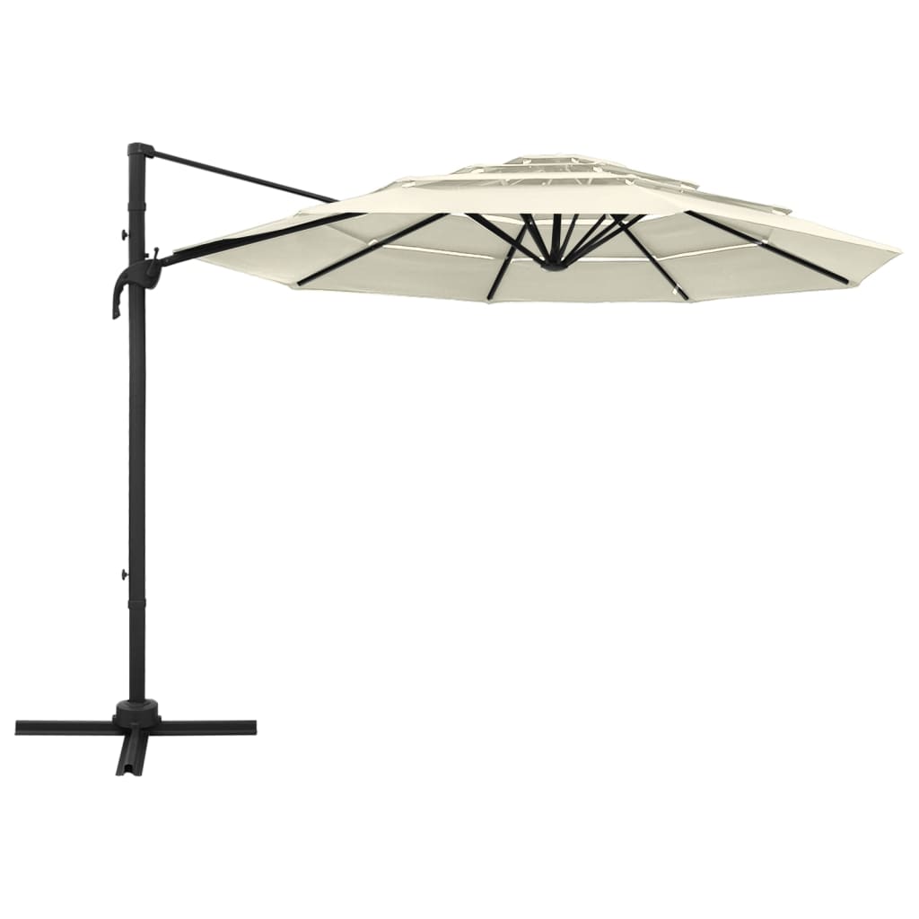 Parasol 4-Laags Met Aluminium Paal 3X3 M Zandkleurig