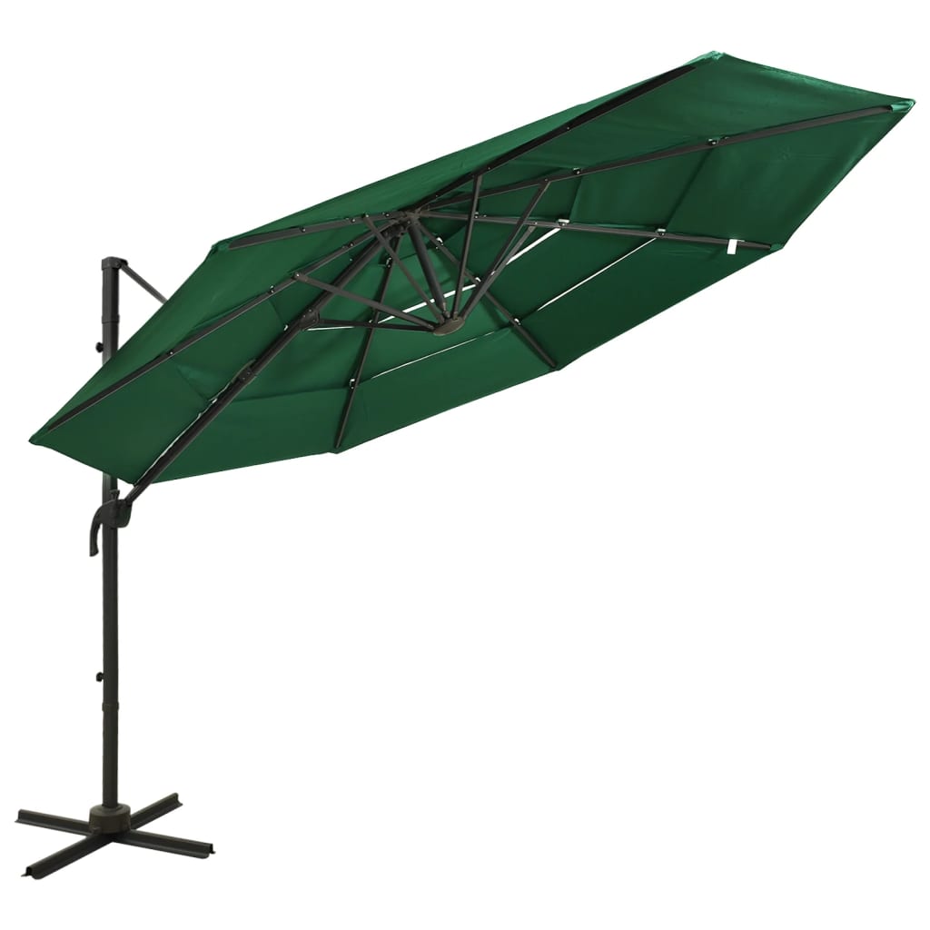 Parasol 4-Laags Met Aluminium Paal 3X3 M Groen