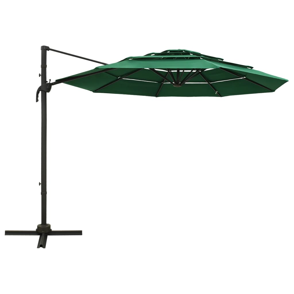 Parasol 4-Laags Met Aluminium Paal 3X3 M Groen