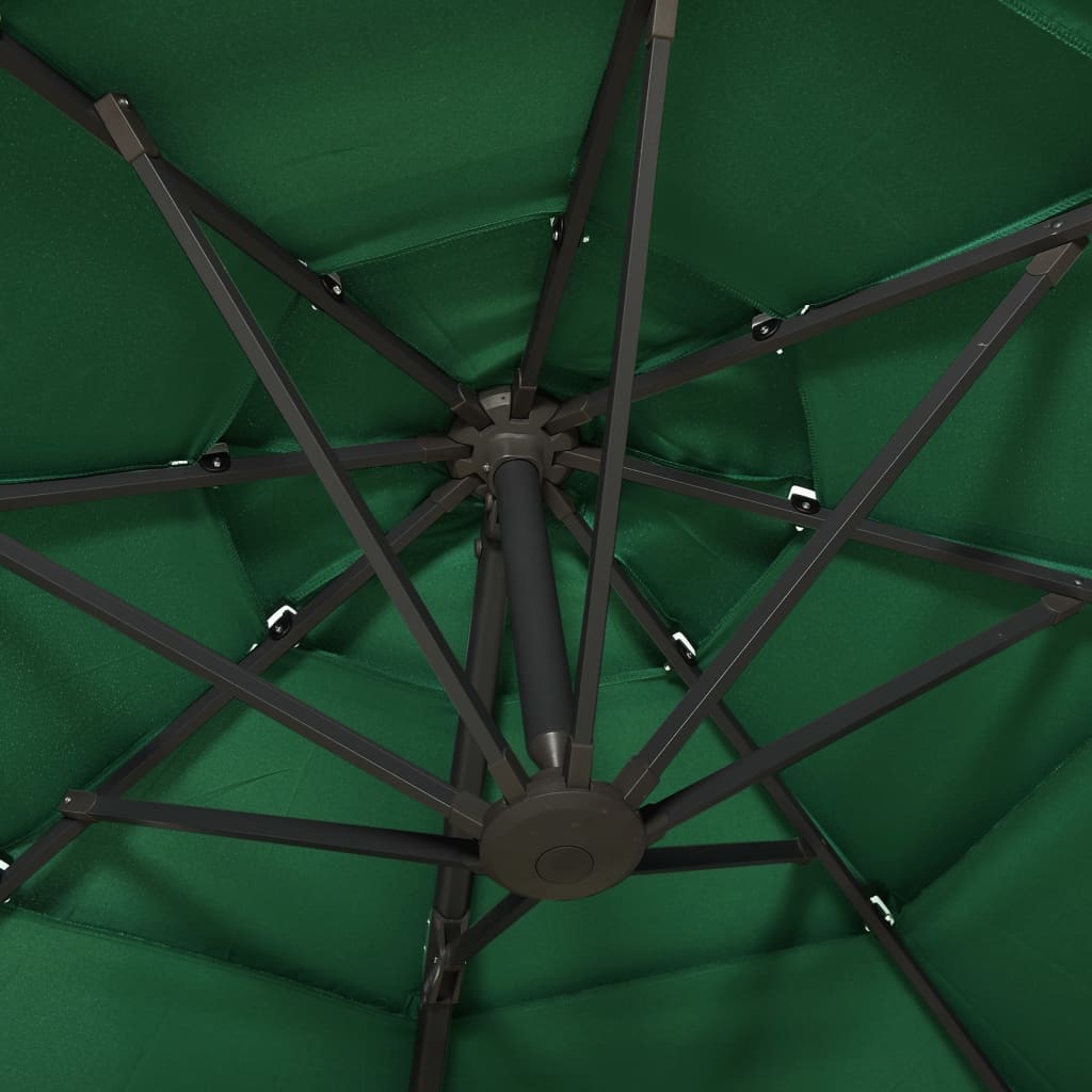 Parasol 4-Laags Met Aluminium Paal 3X3 M Groen