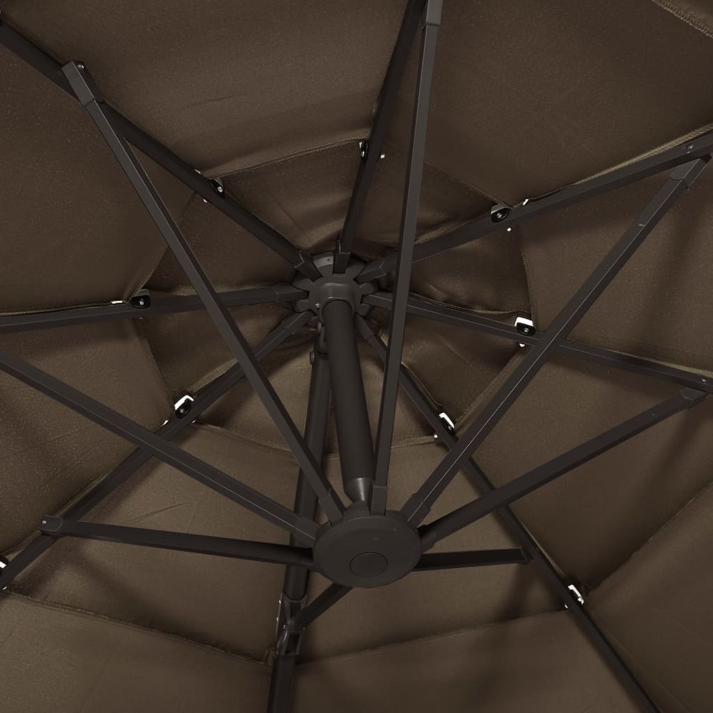 Parasol 4-Laags Met Aluminium Paal 3X3 M Taupe