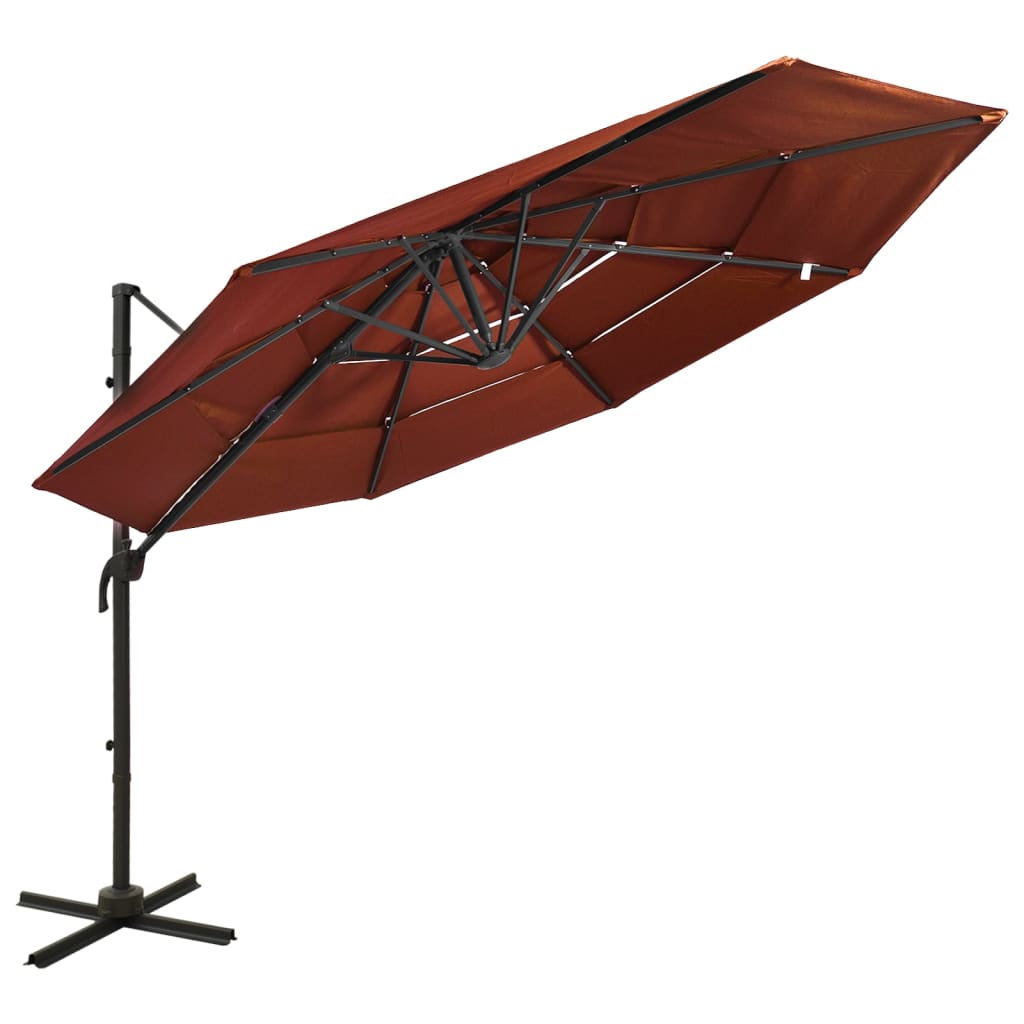 Parasol 4-Laags Met Aluminium Paal 3X3 M Terracotta