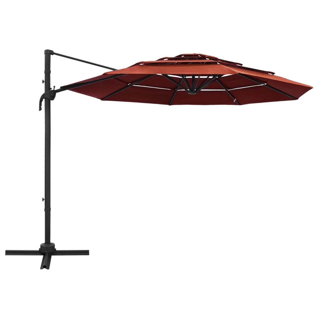 Parasol 4-Laags Met Aluminium Paal 3X3 M Terracotta