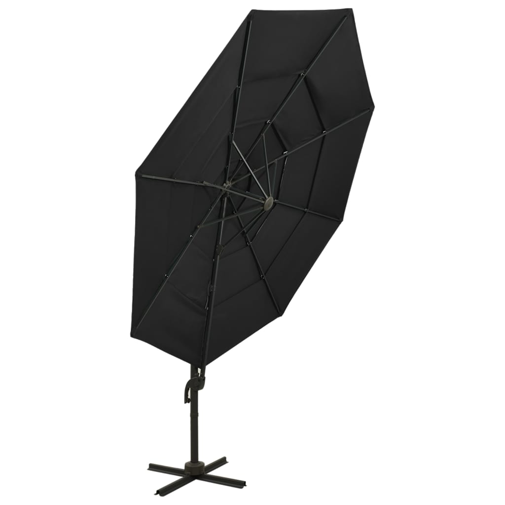 Parasol 4-Laags Met Aluminium Paal 3X3 M Zwart