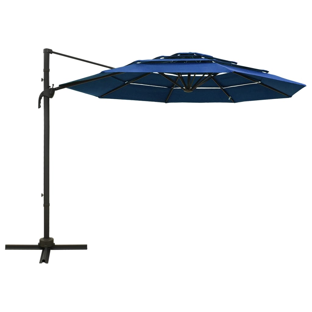 Parasol 4-Laags Met Aluminium Paal 3X3 M Azuurblauw azure blue