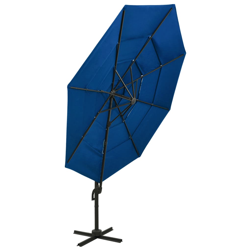 Parasol 4-Laags Met Aluminium Paal 3X3 M Azuurblauw azure blue