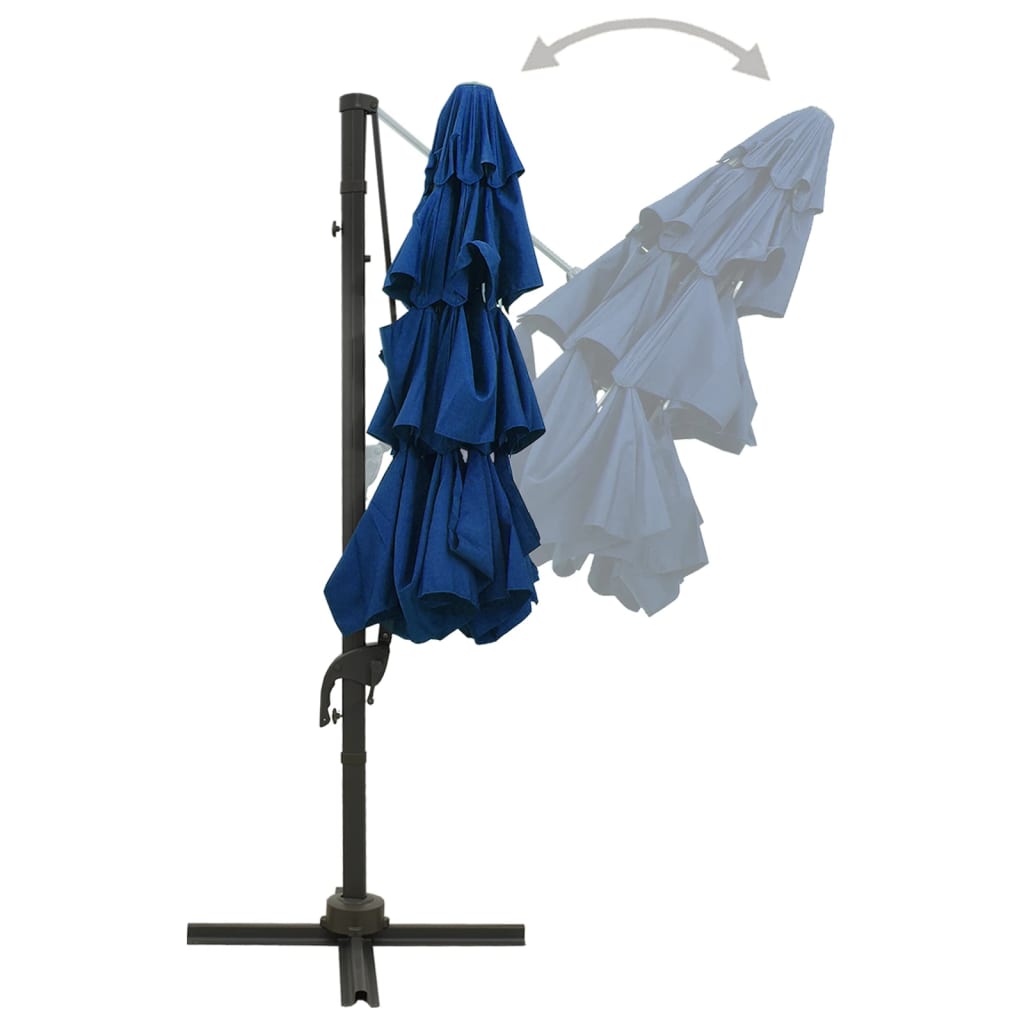 Parasol 4-Laags Met Aluminium Paal 3X3 M Azuurblauw azure blue