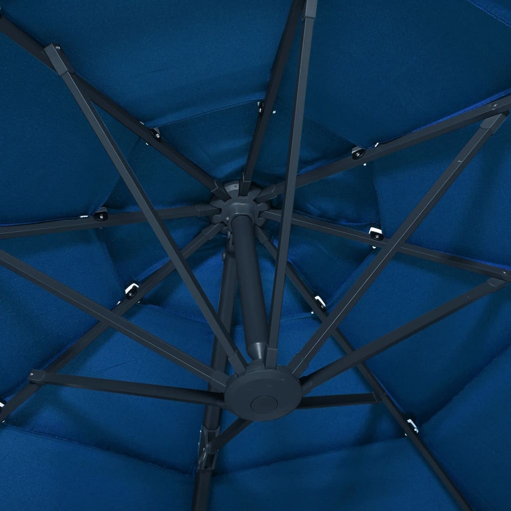 Parasol 4-Laags Met Aluminium Paal 3X3 M Azuurblauw azure blue