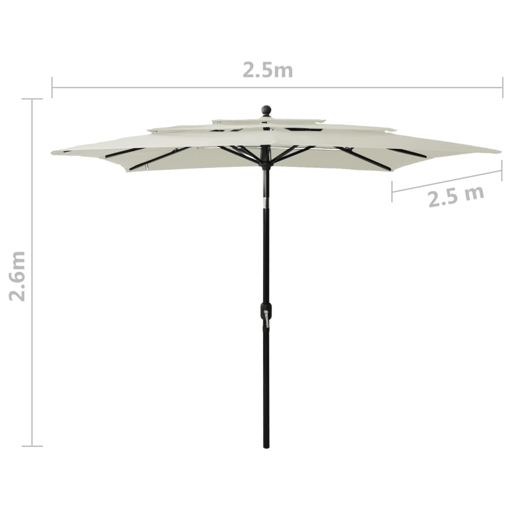 Parasol 3-Laags Met Aluminium Paal 2,5X2,5 M Zandkleurig 2.5 x 2.5 m