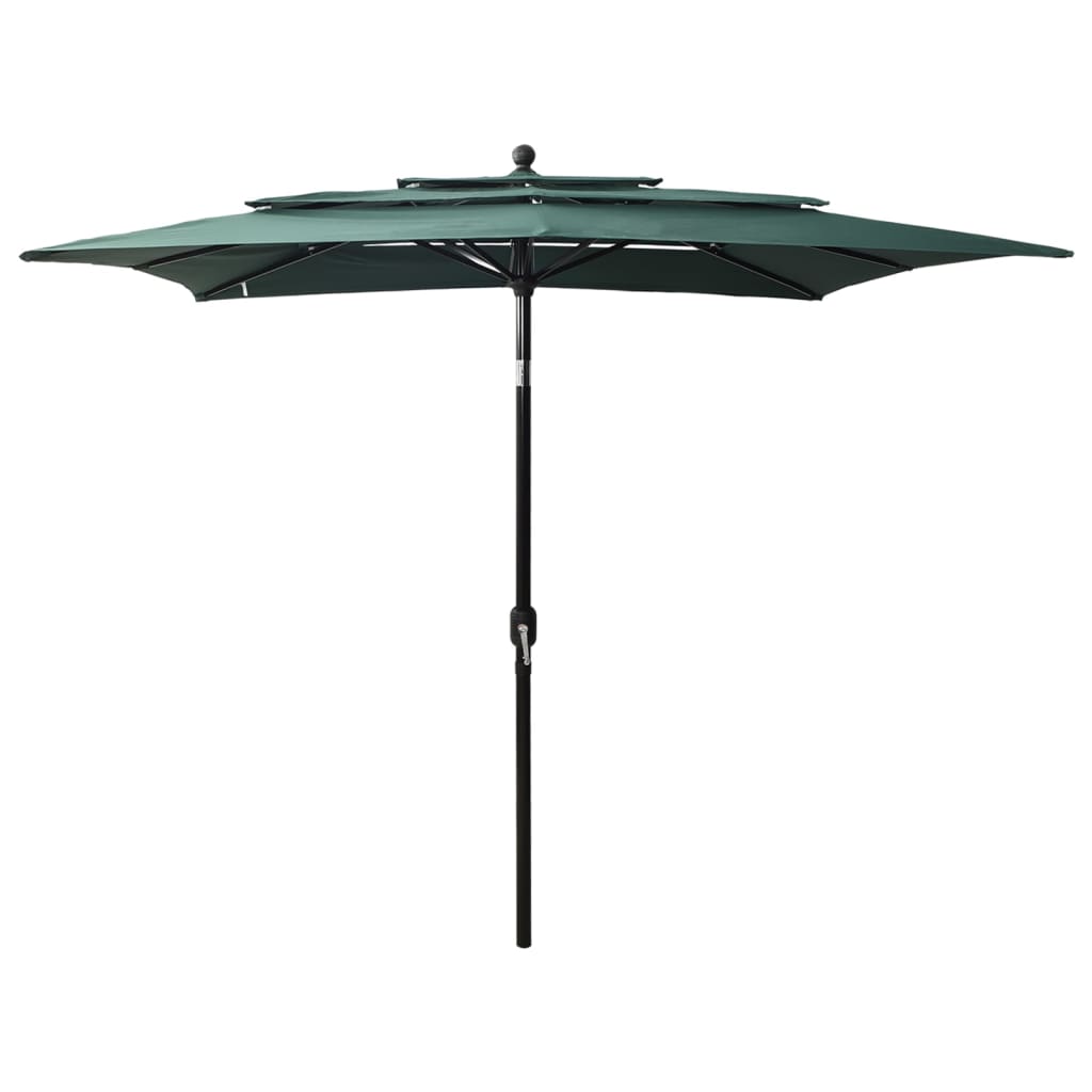 Parasol 3-Laags Met Aluminium Paal 2,5X2,5 M Groen 2.5 x 2.5 m