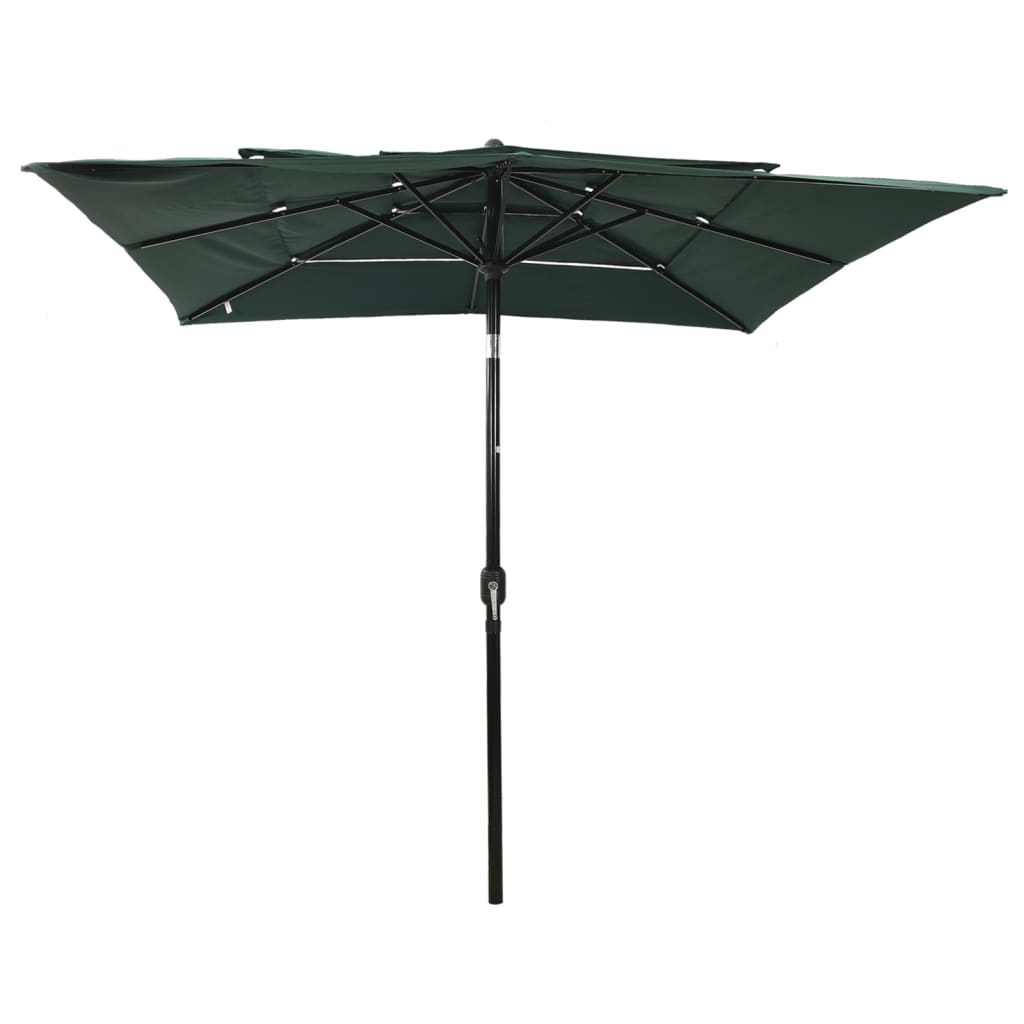 Parasol 3-Laags Met Aluminium Paal 2,5X2,5 M Groen 2.5 x 2.5 m