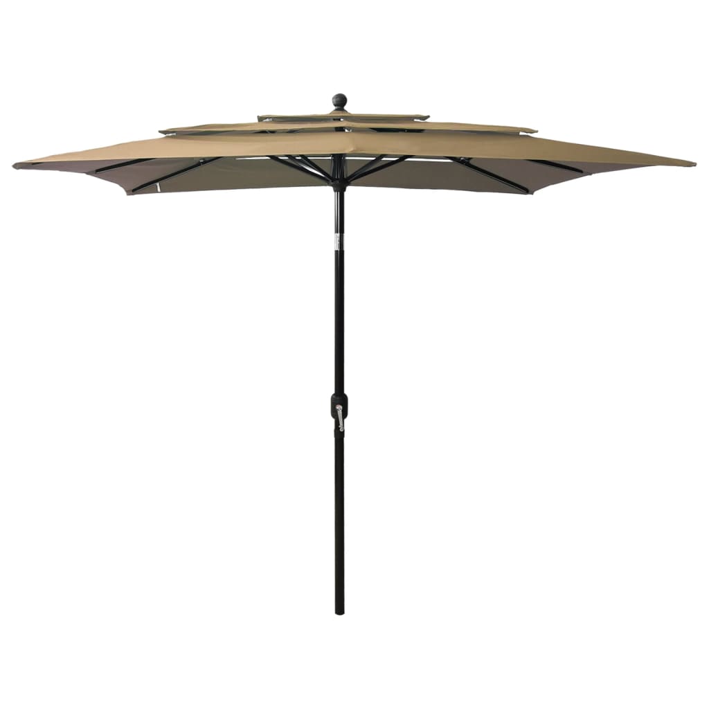 Parasol 3-Laags Met Aluminium Paal 2,5X2,5 M Taupe 2.5 x 2.5 m