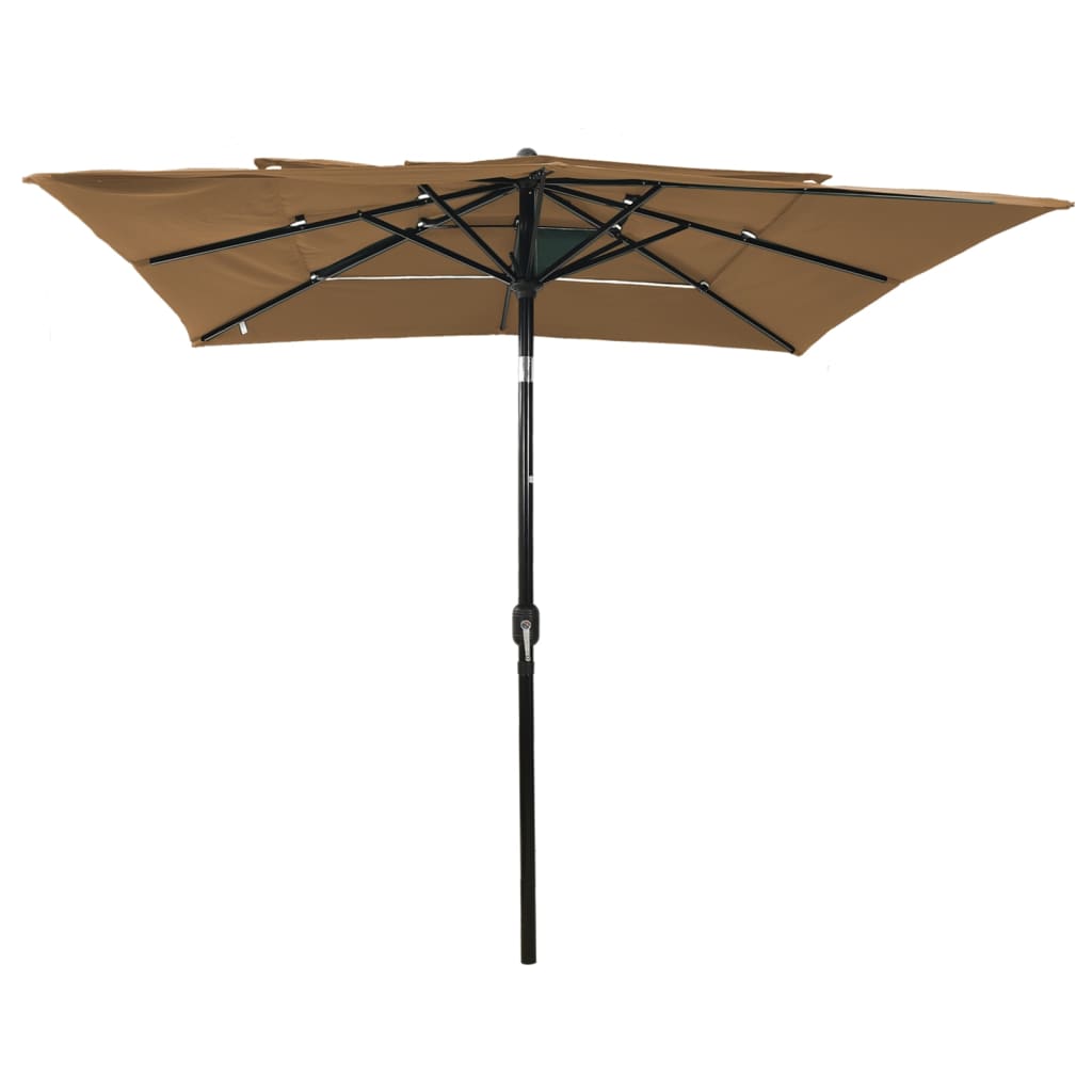 Parasol 3-Laags Met Aluminium Paal 2,5X2,5 M Taupe 2.5 x 2.5 m