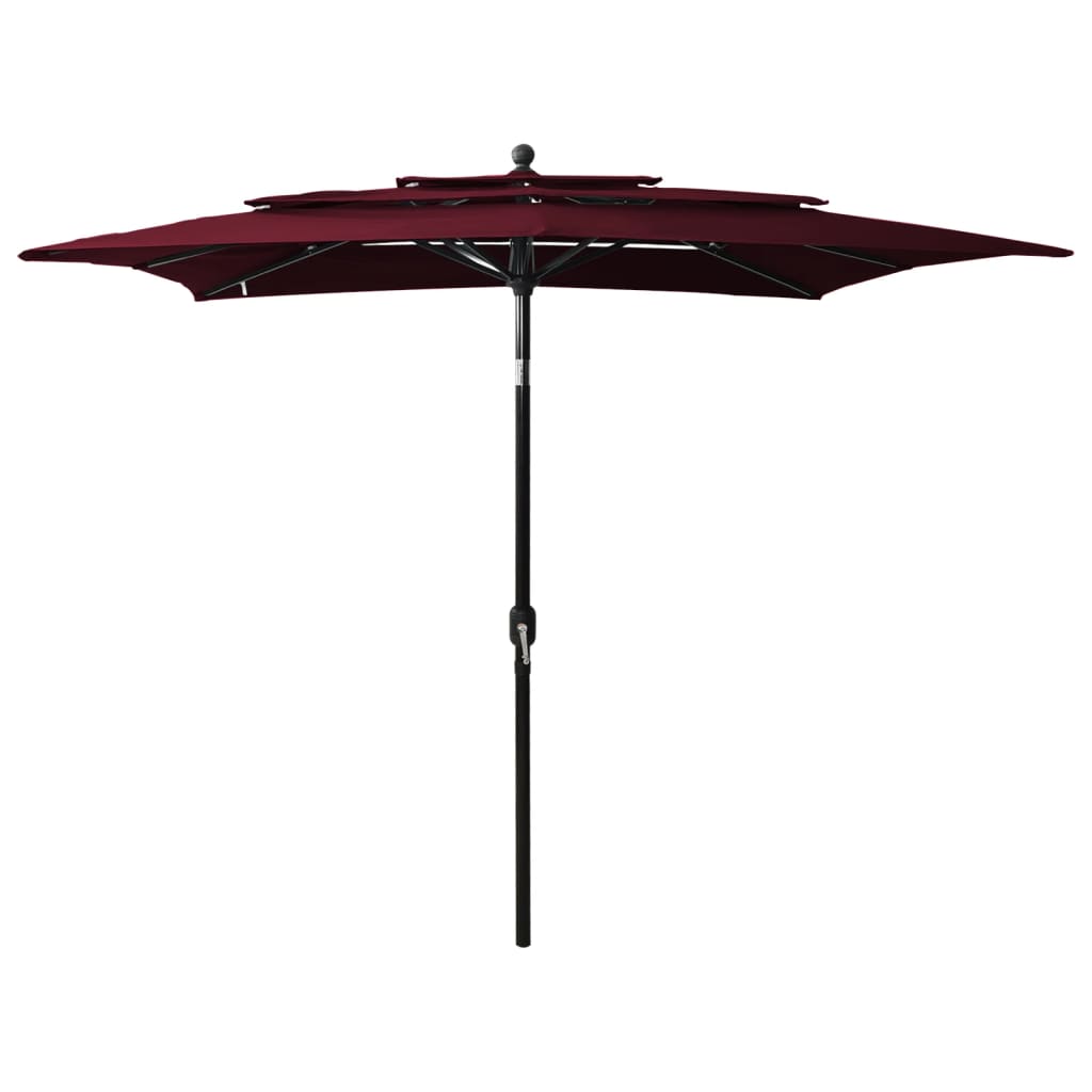 Parasol 3-Laags Met Aluminium Paal 2,5X2,5 M Bordeauxrood 2.5 x 2.5 m