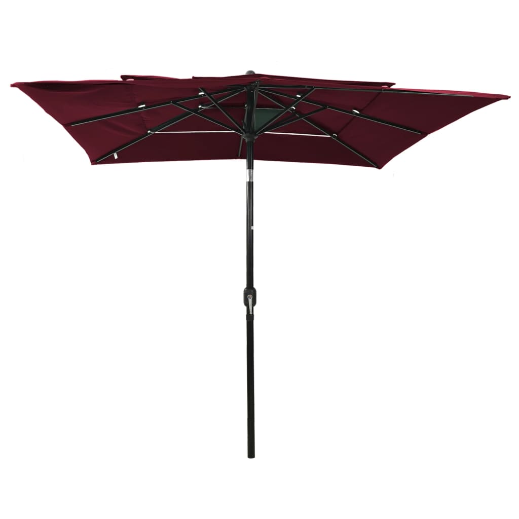 Parasol 3-Laags Met Aluminium Paal 2,5X2,5 M Bordeauxrood 2.5 x 2.5 m