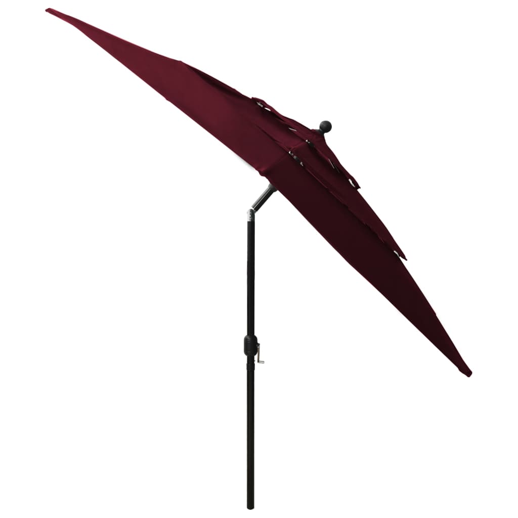 Parasol 3-Laags Met Aluminium Paal 2,5X2,5 M Bordeauxrood 2.5 x 2.5 m