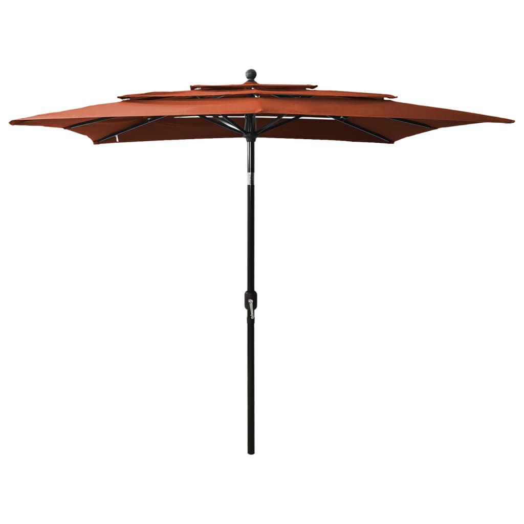 Parasol 3-Laags Met Aluminium Paal 2,5X2,5 M Terracottakleurig 2.5 x 2.5 m