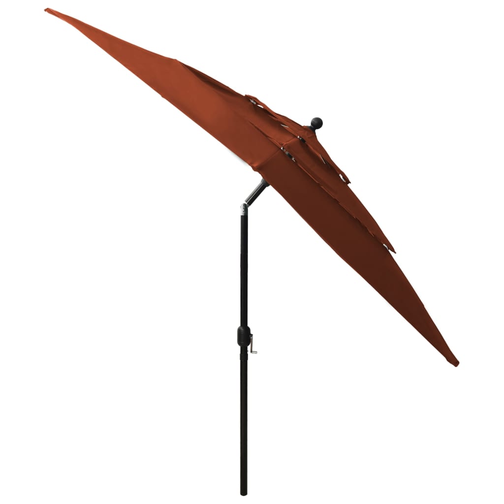 Parasol 3-Laags Met Aluminium Paal 2,5X2,5 M Terracottakleurig 2.5 x 2.5 m