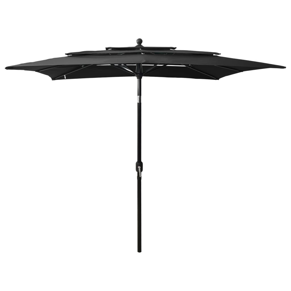 Parasol 3-Laags Met Aluminium Paal 2,5X2,5 M Zwart 2.5 x 2.5 m