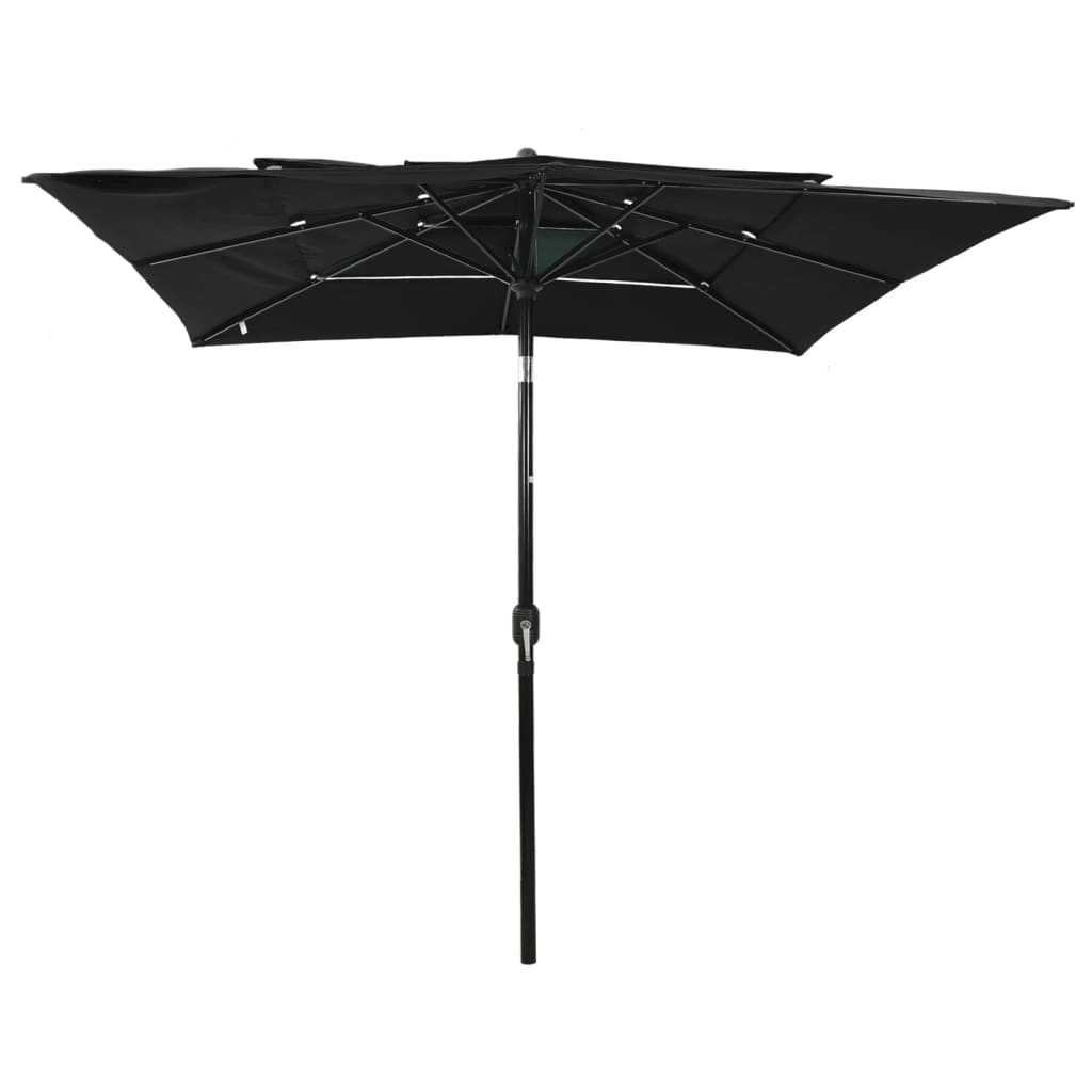 Parasol 3-Laags Met Aluminium Paal 2,5X2,5 M Zwart 2.5 x 2.5 m