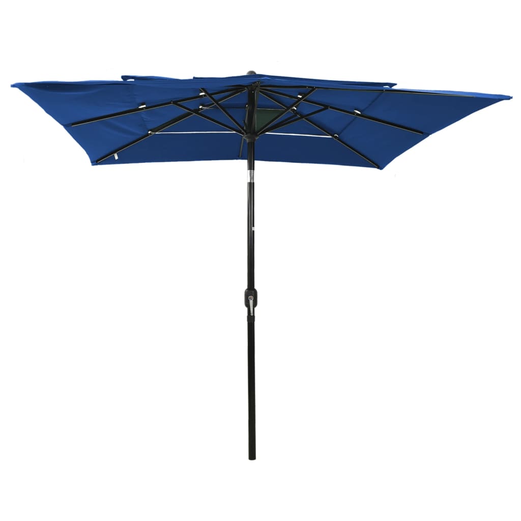 Parasol 3-Laags Met Aluminium Paal 2,5X2,5 M Azuurblauw 2.5 x 2.5 m azure blue