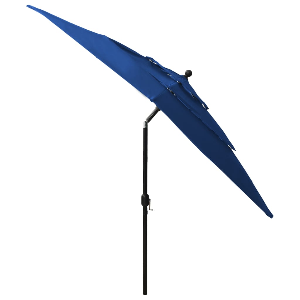 Parasol 3-Laags Met Aluminium Paal 2,5X2,5 M Azuurblauw 2.5 x 2.5 m azure blue