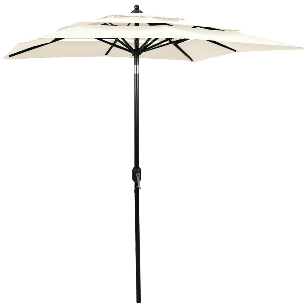 Parasol 3-Laags Met Aluminium Paal 2X2 M Zandkleurig 2 x 2 m