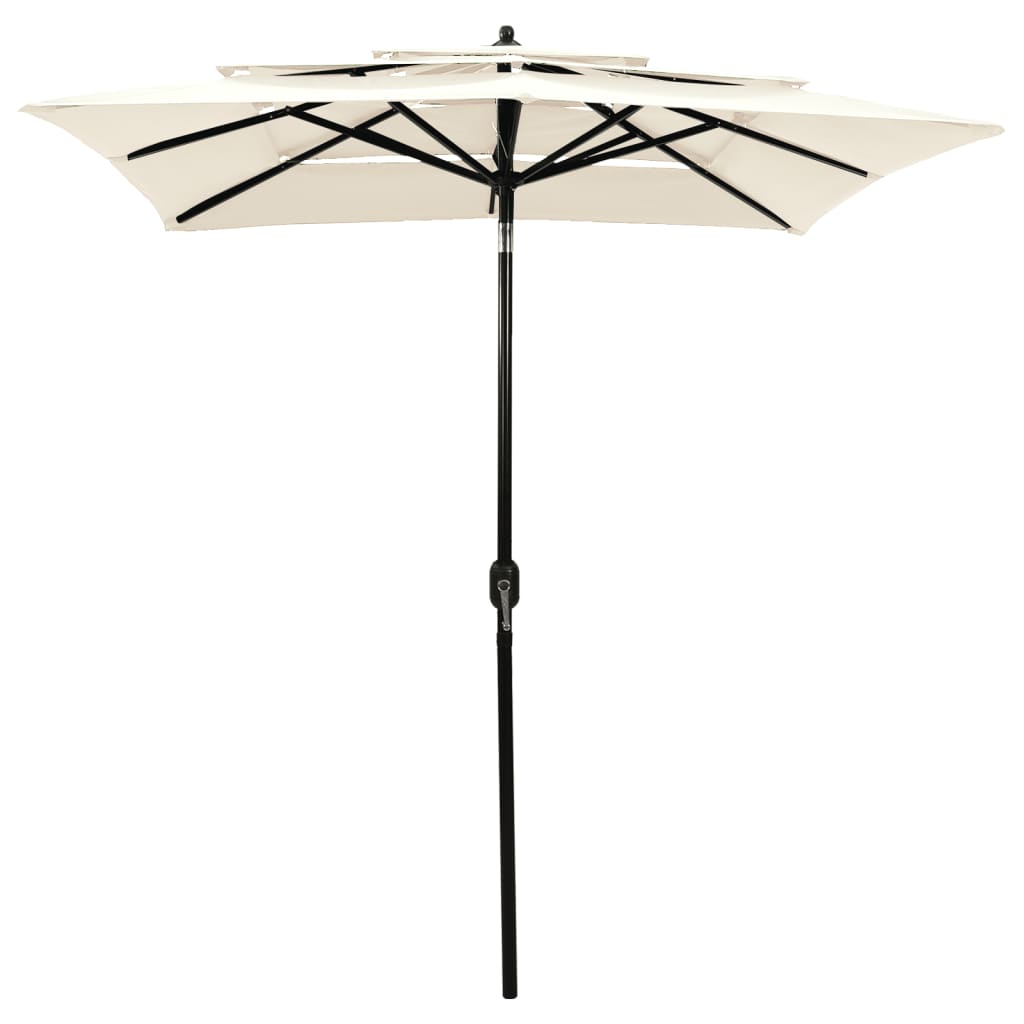 Parasol 3-Laags Met Aluminium Paal 2X2 M Zandkleurig 2 x 2 m