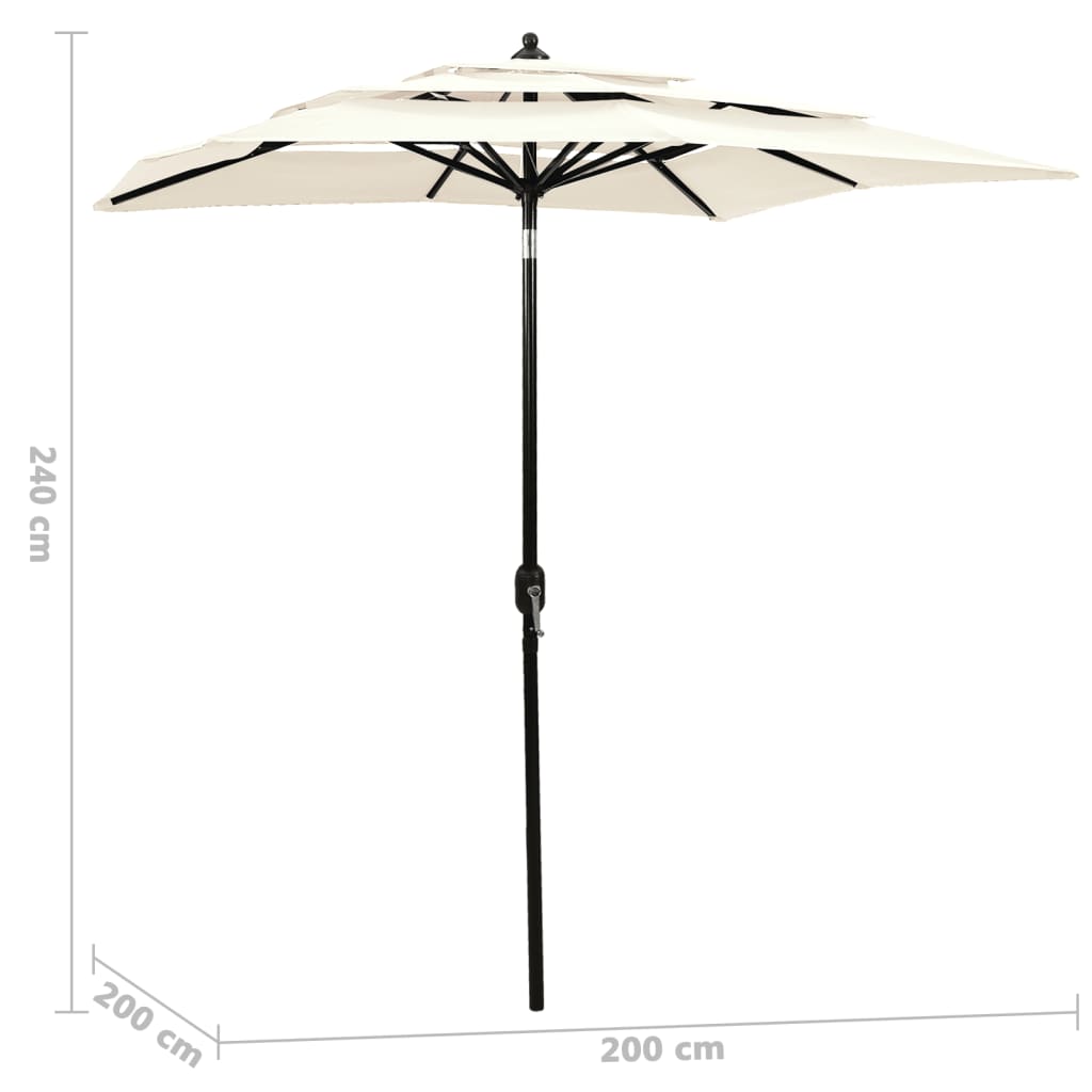 Parasol 3-Laags Met Aluminium Paal 2X2 M Zandkleurig 2 x 2 m