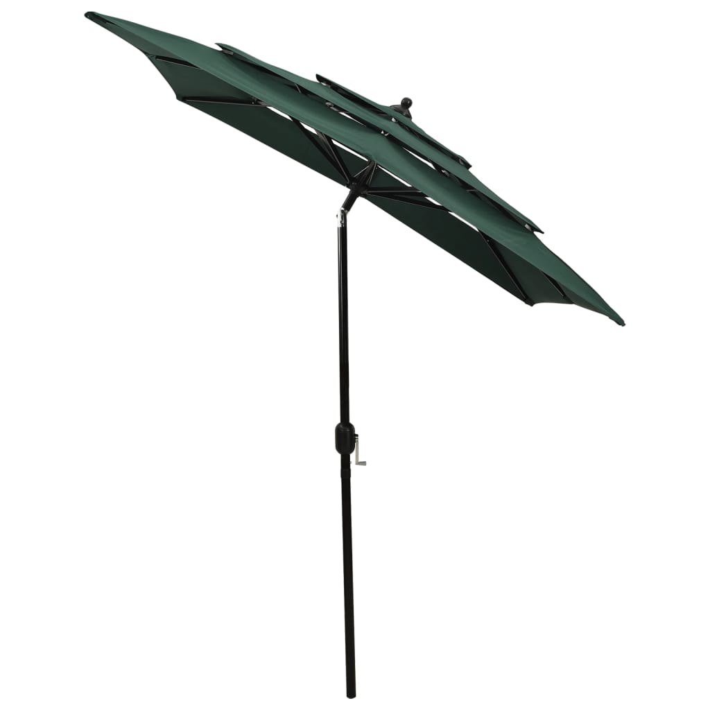 Parasol 3-Laags Met Aluminium Paal 2X2 M Groen 2 x 2 m