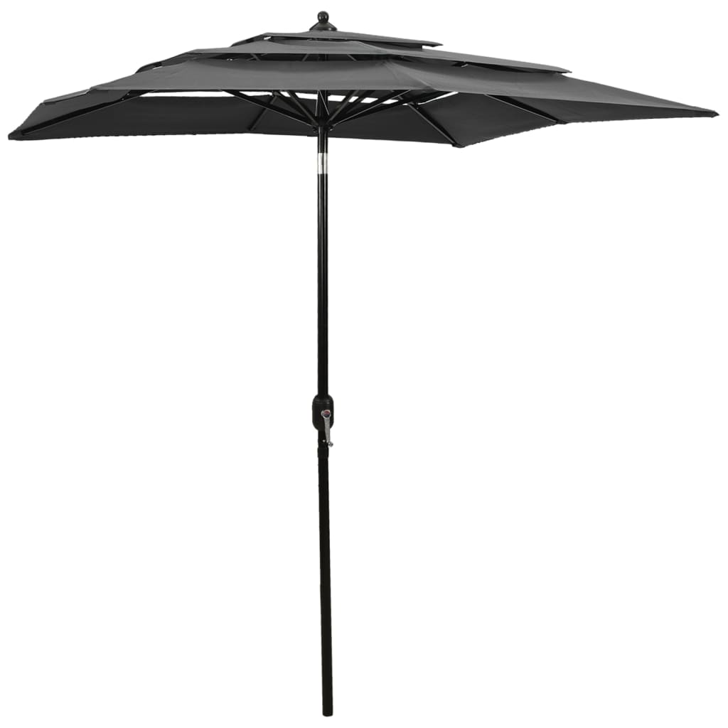 Parasol 3-Laags Met Aluminium Paal 2X2 M Antracietkleurig 2 x 2 m