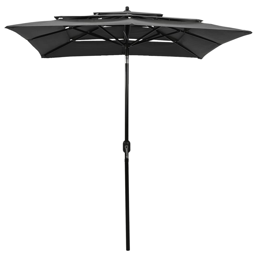 Parasol 3-Laags Met Aluminium Paal 2X2 M Antracietkleurig 2 x 2 m