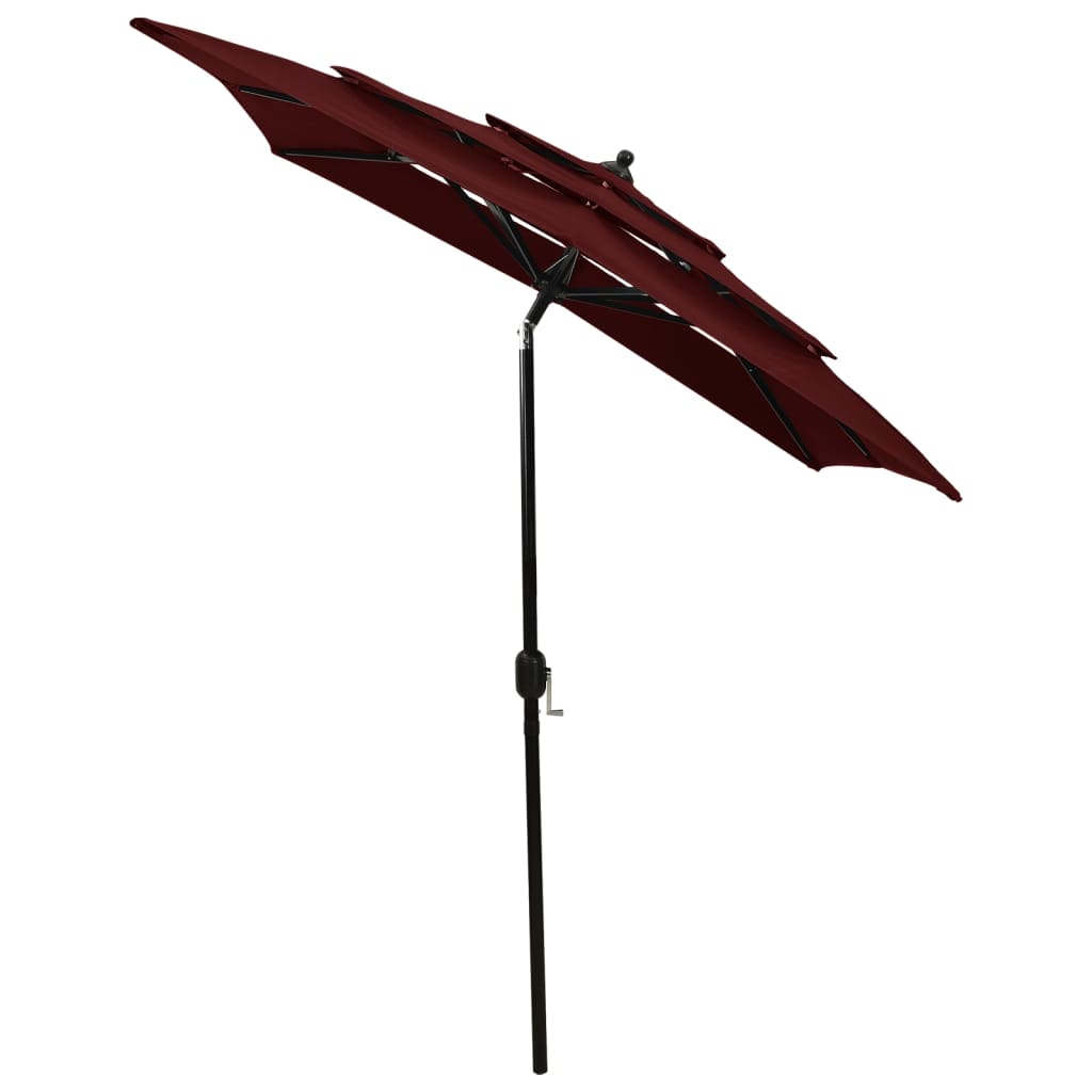 Parasol 3-Laags Met Aluminium Paal 2X2 M Bordeauxrood 2 x 2 m