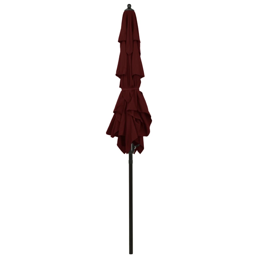 Parasol 3-Laags Met Aluminium Paal 2X2 M Bordeauxrood 2 x 2 m