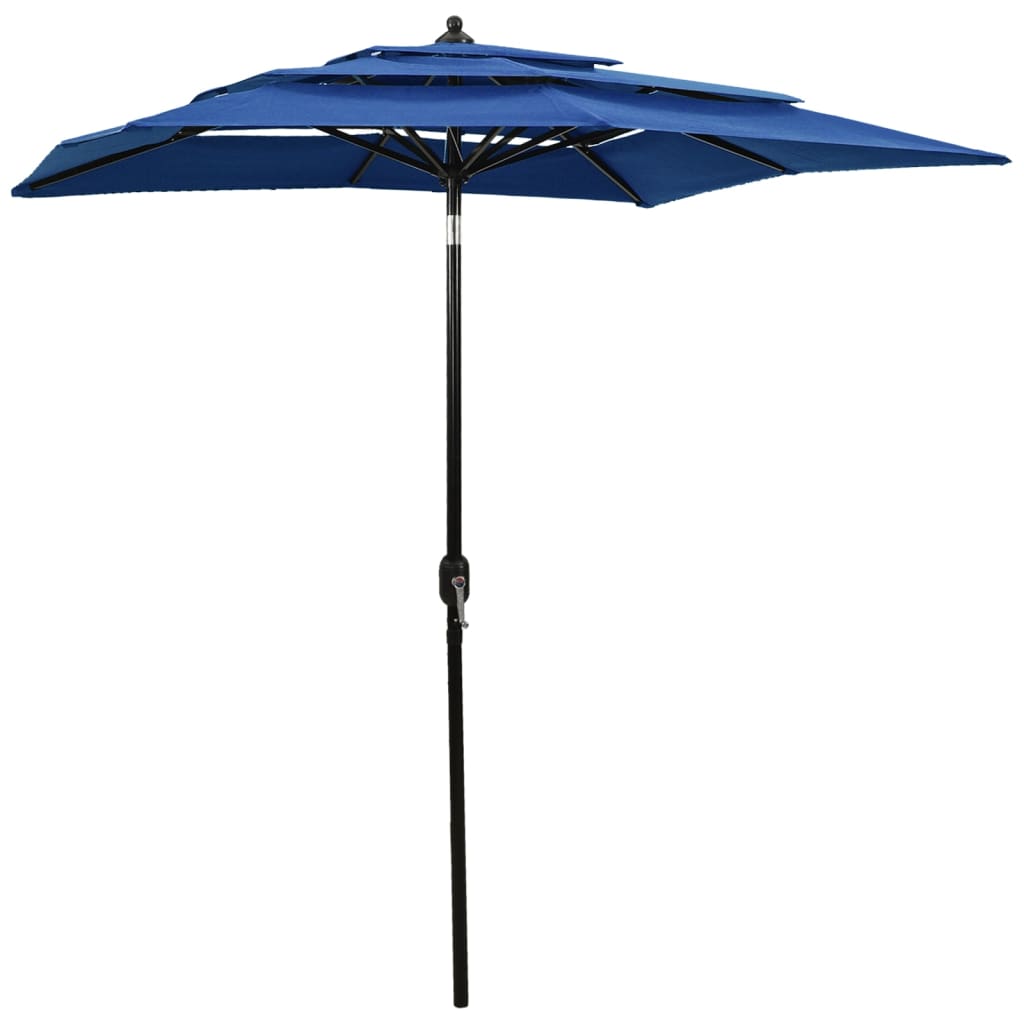 Parasol 3-Laags Met Aluminium Paal 2X2 M Azuurblauw 2 x 2 m azure blue