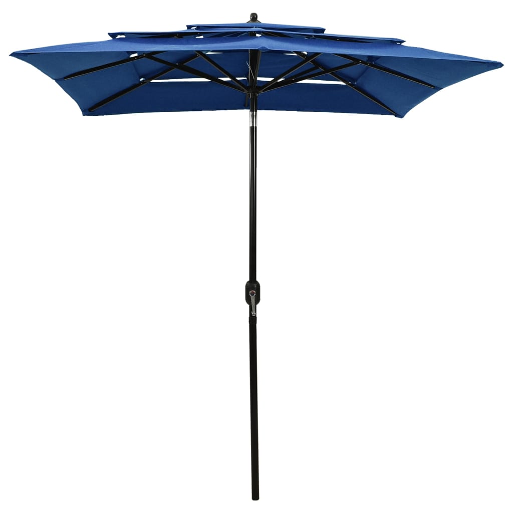 Parasol 3-Laags Met Aluminium Paal 2X2 M Azuurblauw 2 x 2 m azure blue