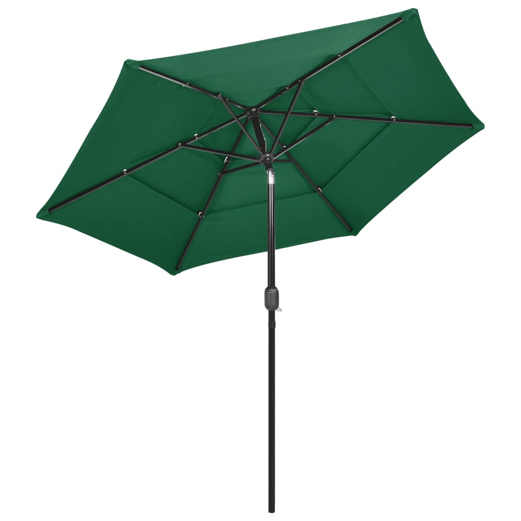 Parasol 3-Laags Met Aluminium Paal 2,5 M Groen 2.5 m