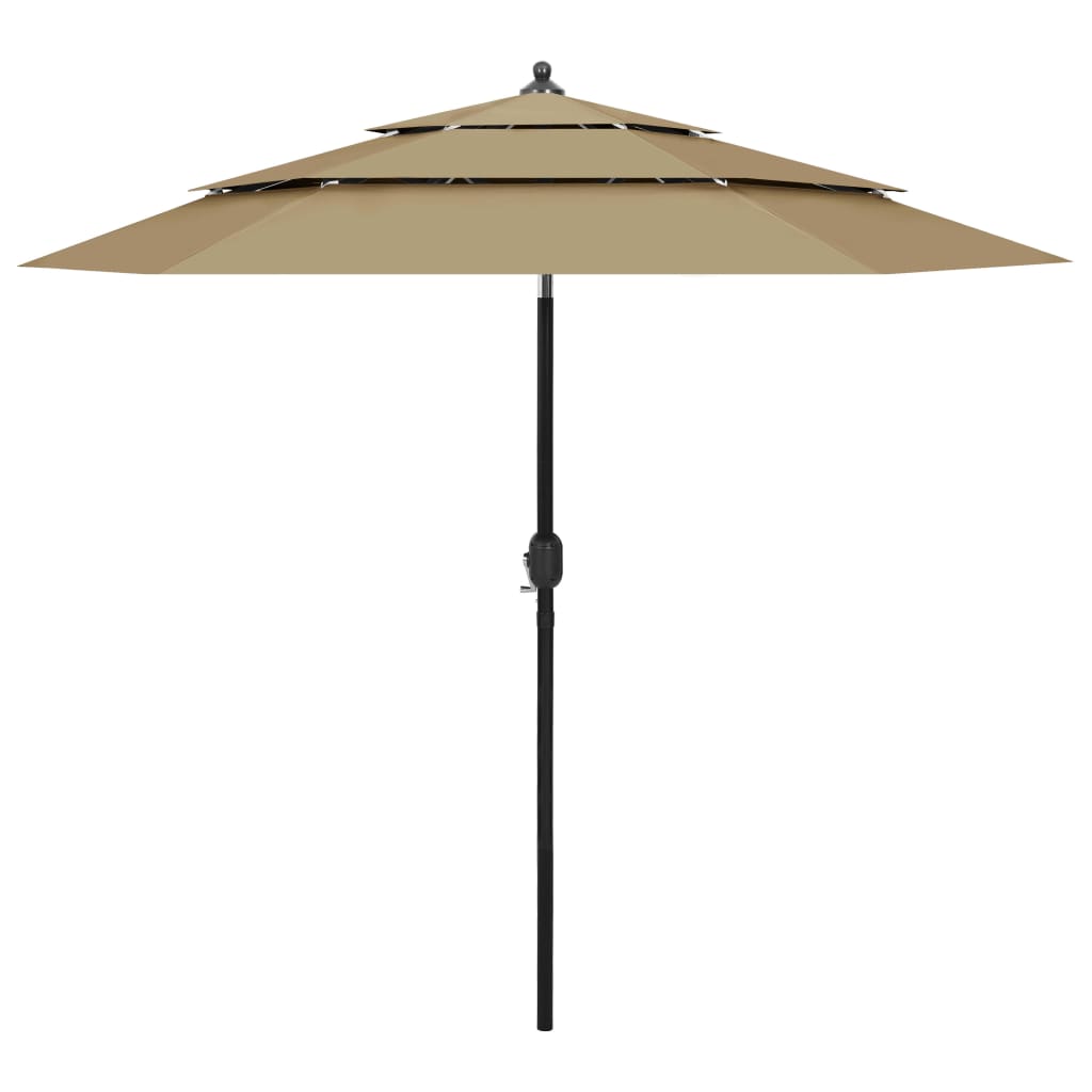 Parasol 3-Laags Met Aluminium Paal 2,5 M Taupe 2.5 m