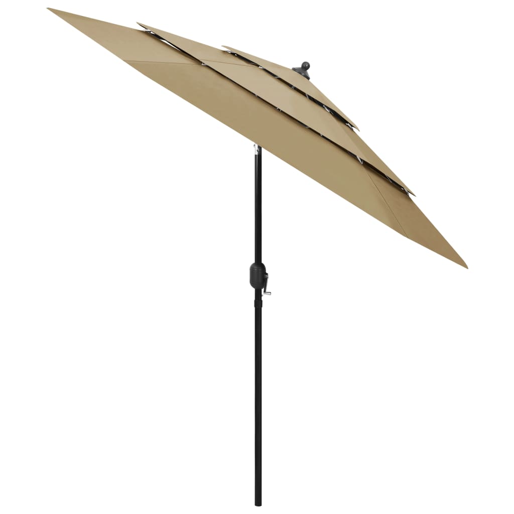 Parasol 3-Laags Met Aluminium Paal 2,5 M Taupe 2.5 m