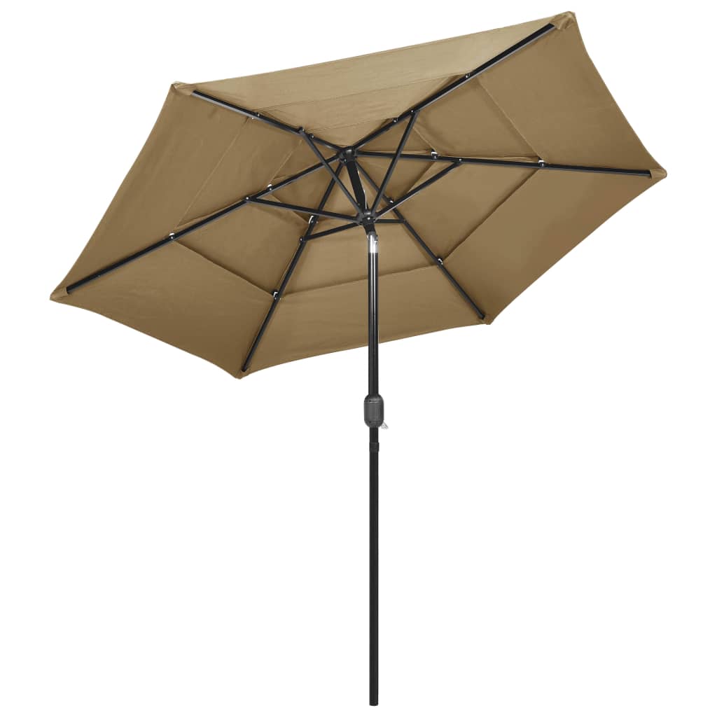 Parasol 3-Laags Met Aluminium Paal 2,5 M Taupe 2.5 m