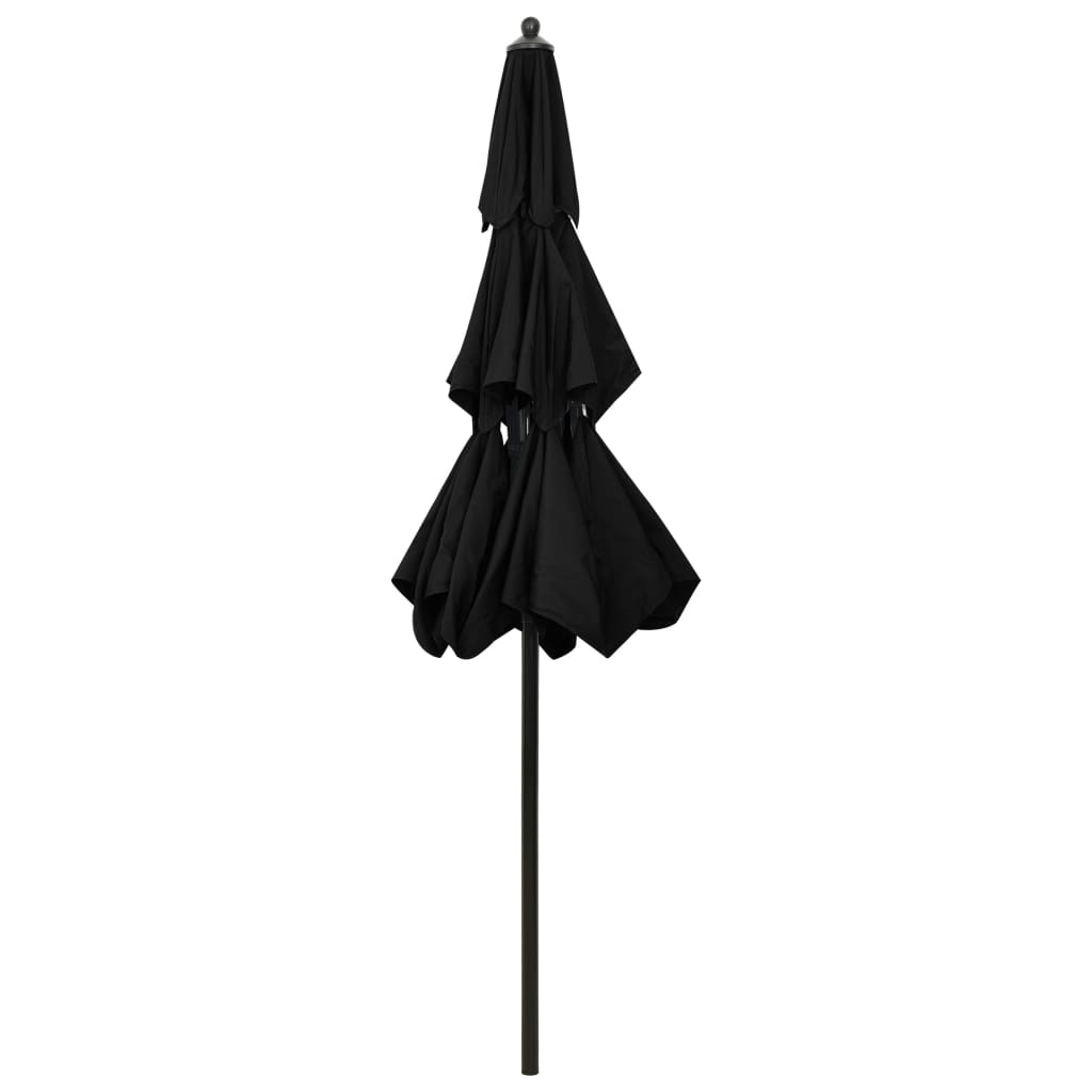 Parasol 3-Laags Met Aluminium Paal 2,5 M Zwart 2.5 m