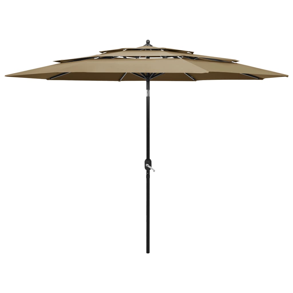 Parasol 3-Laags Met Aluminium Paal 3 M Taupe