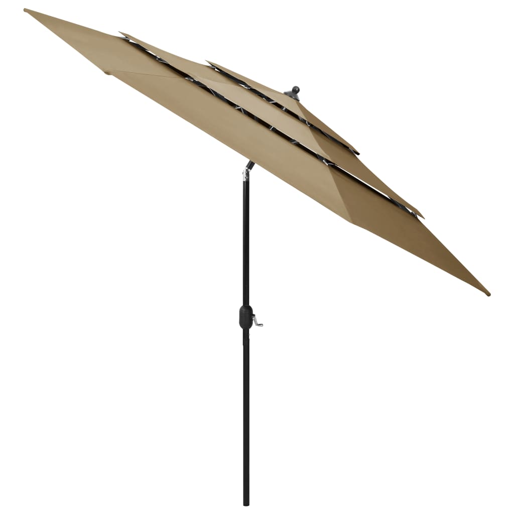 Parasol 3-Laags Met Aluminium Paal 3 M Taupe